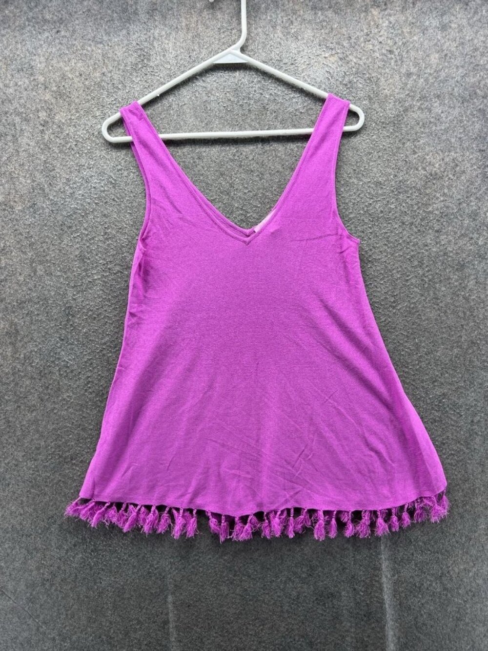 Lilly Pulitzer Tank Top Women Small Pink V Neck Fringe Hem Knit Camisole